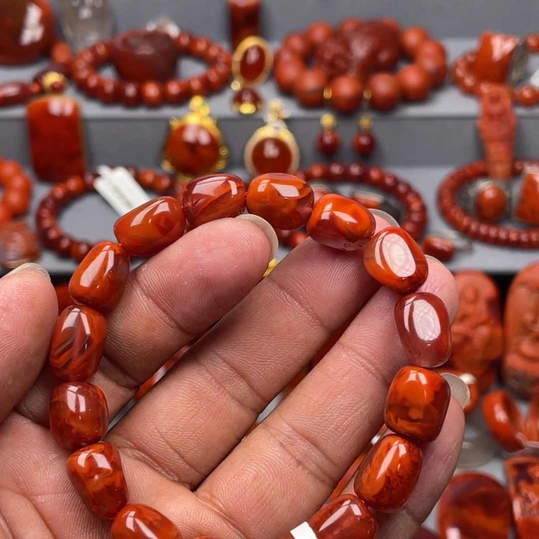 南红玛瑙未镶嵌珠宝奇石单圈