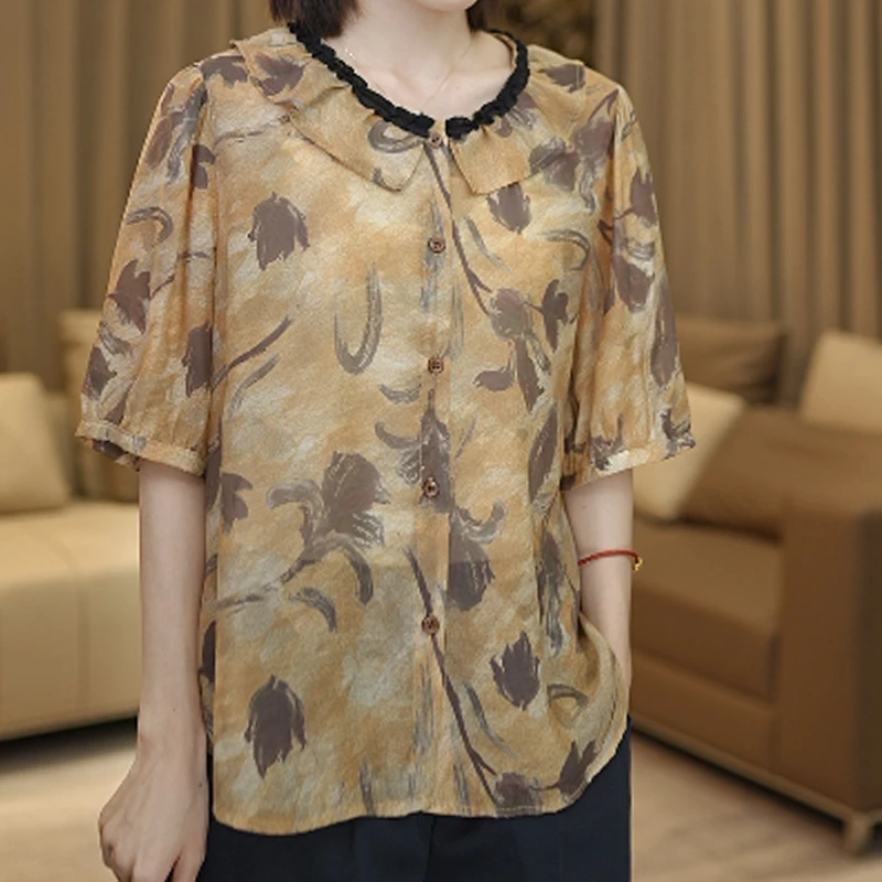 T5785-048夏季新款花花女装短袖T恤