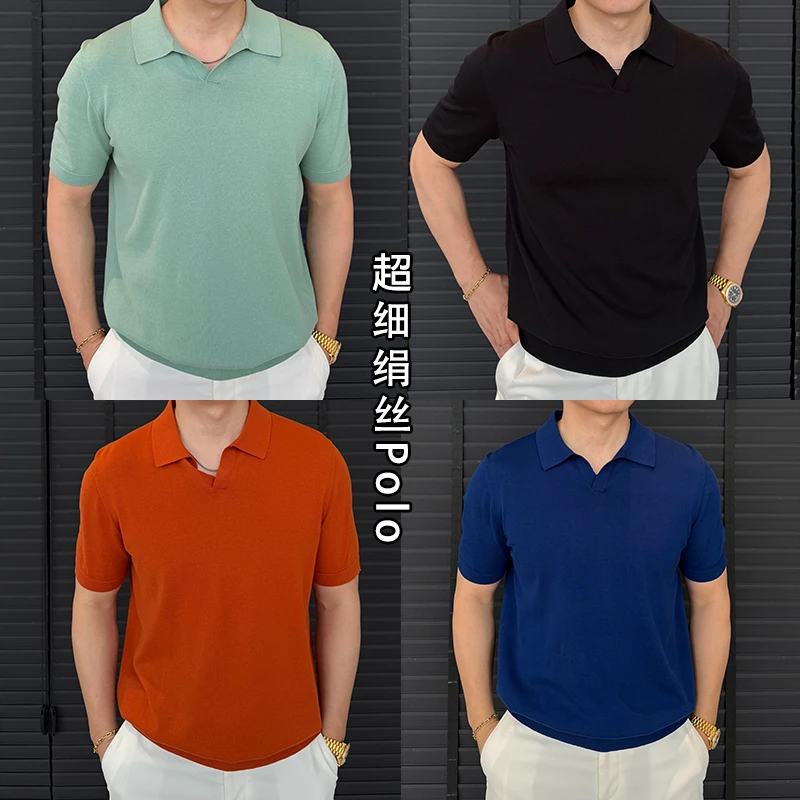 夏季超精细娟丝棉160克重全棉针织剪刀领短袖polo衫 Z088【杜恩】