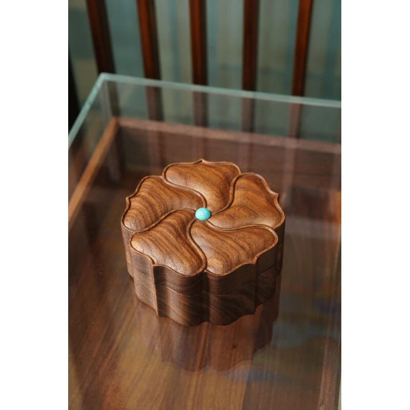 北美实木花型首饰收纳盒