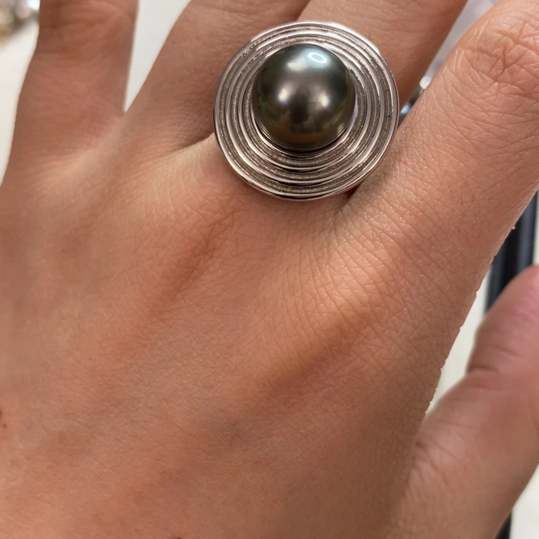 海水珍珠戒圈银S925镶嵌