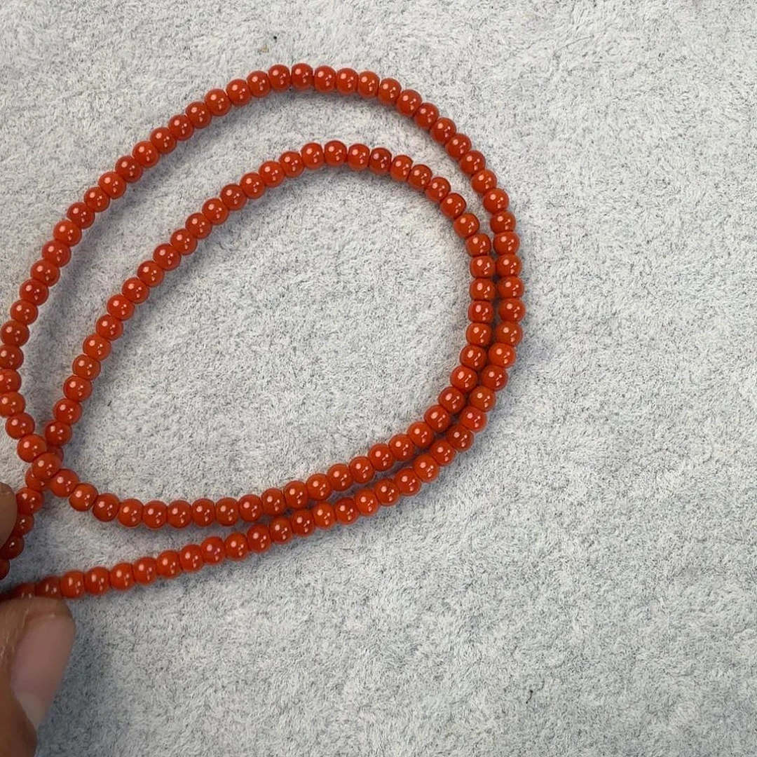 南红玛瑙未镶嵌手串天然原矿柿子红双圈
