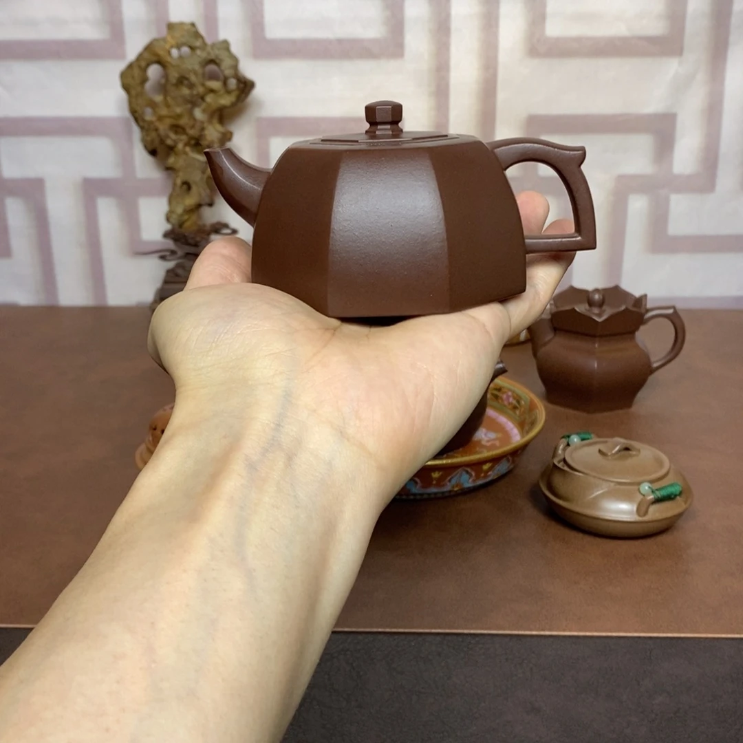 紫砂茶壶紫砂茶具老紫泥八方井栏