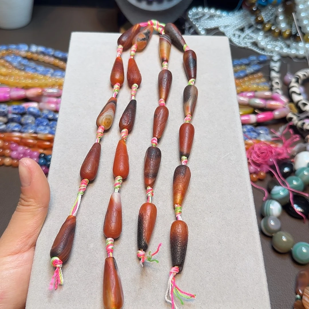 玛瑙/玉髓合金珠宝半成品橘皮水滴一条10✖️28mm
