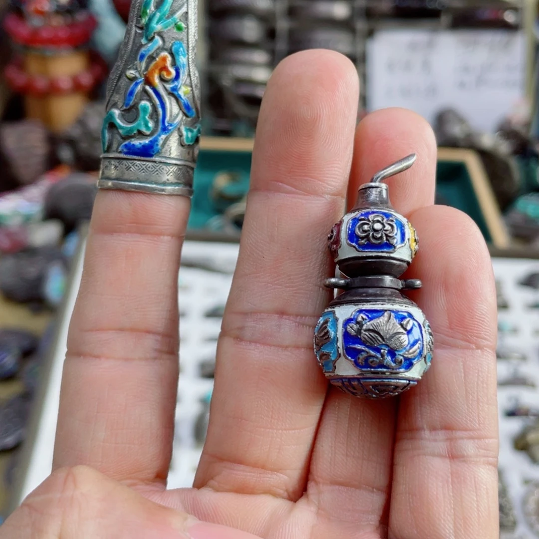 吊坠925银珐琅足银吊坠项链