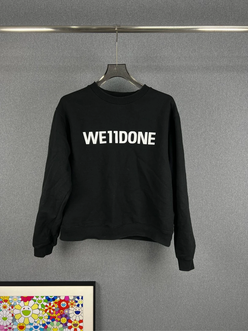 99新 YSL/圣罗兰 WE11DONE黑白LOGO卫衣 L码 95新A11262