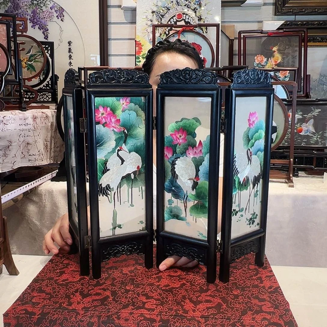 织绣苏绣屏风手工