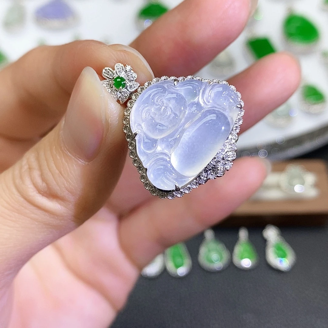 翡翠18K金镶嵌吊坠(不含链)