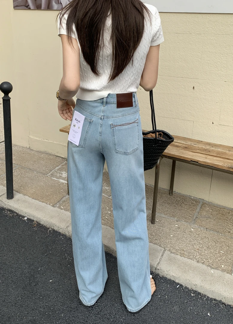 卡布71956牛仔裤女2025夏季薄款拖地裤Kabodo高腰显瘦窄版阔腿裤