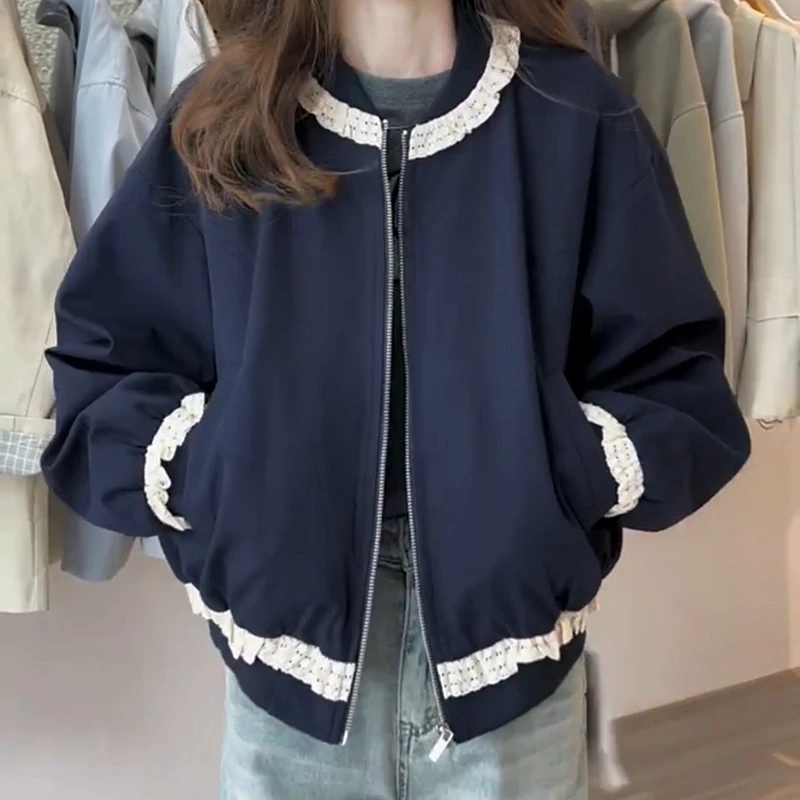 2025年春季新款大码女装显瘦小外套女短款棒球服夹克开衫运动上衣