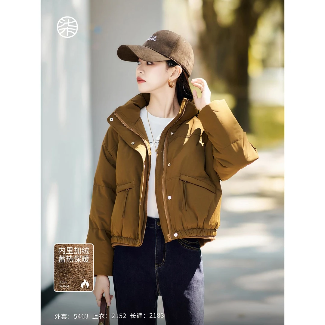 【柒量一裁】5463小个子咖色宝宝绒内里棉服女生冬季外套短款小棉袄