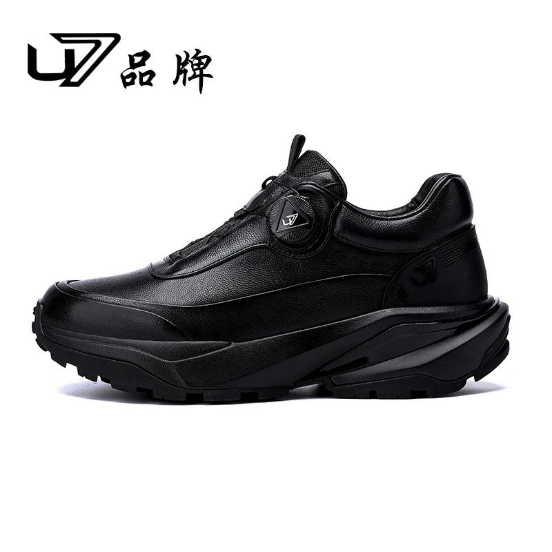 U7品牌男鞋 头层牛皮 新款时尚旋转扣百搭男士轻奢潮流运动休闲鞋