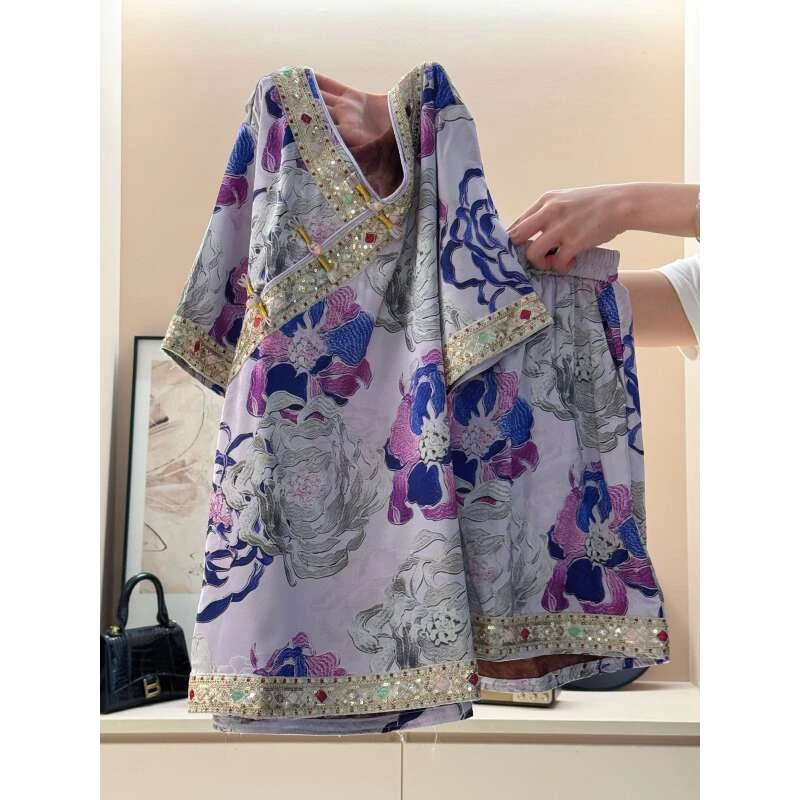 新中式国风高级感优雅短袖睡衣女时尚居家休闲可外穿套装SY241827