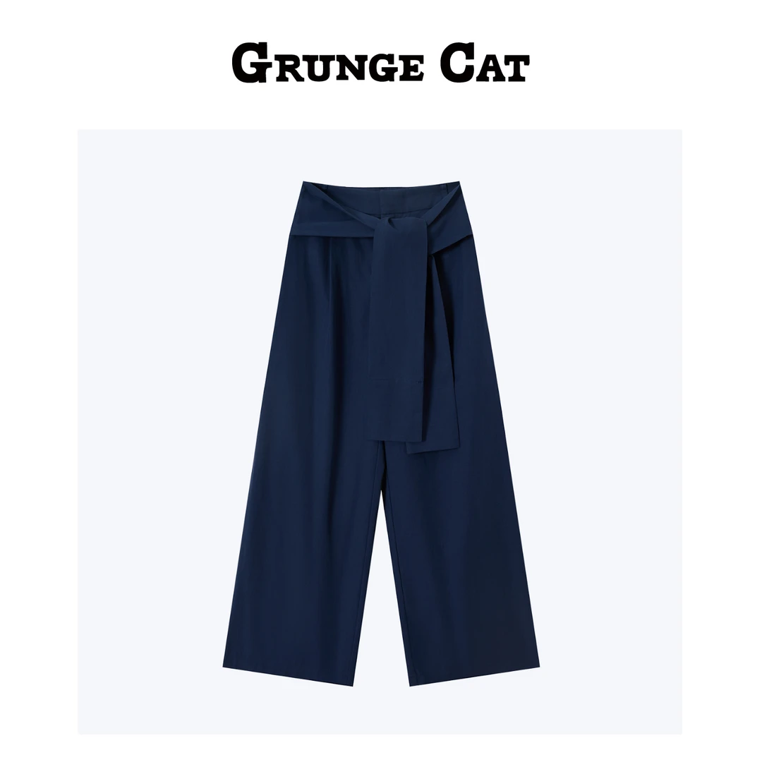 Grunge Cat女士腰头仿袖绑带宽松长裤