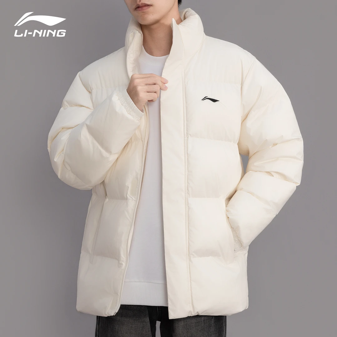 李宁棉服男款2025冬季新品户外加厚保暖防风宽松百搭白色短款棉袄