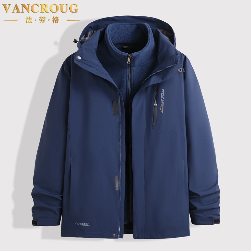 VANCROUG/法劳格棉服男士秋冬季大码宽松休闲可拆卸内胆加厚外套