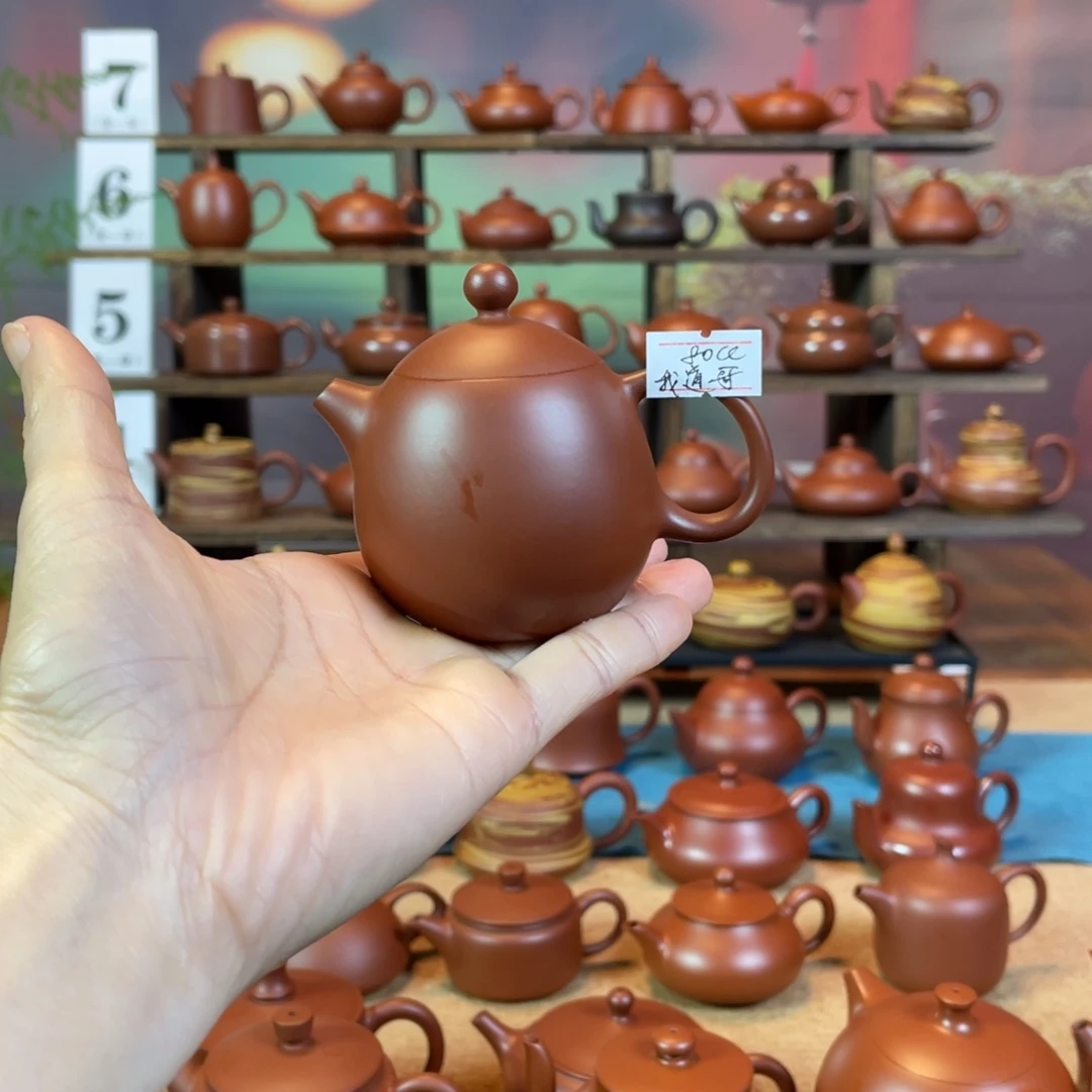 茶壶紫砂旁**…潮州手工手拉朱泥龙蛋壶