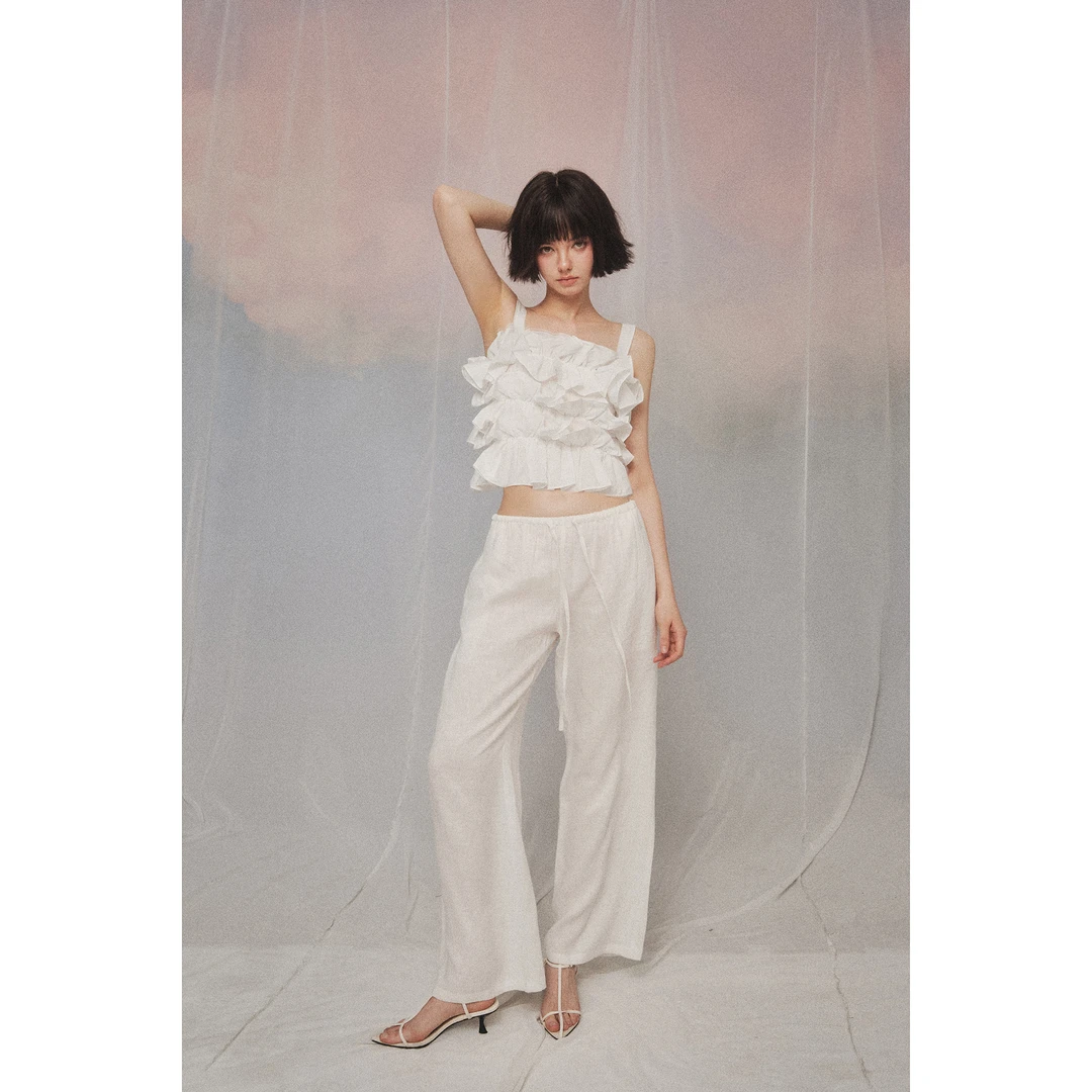 FOREVERCAN“白韵”老钱极简风宽松直筒长裤 SP21680