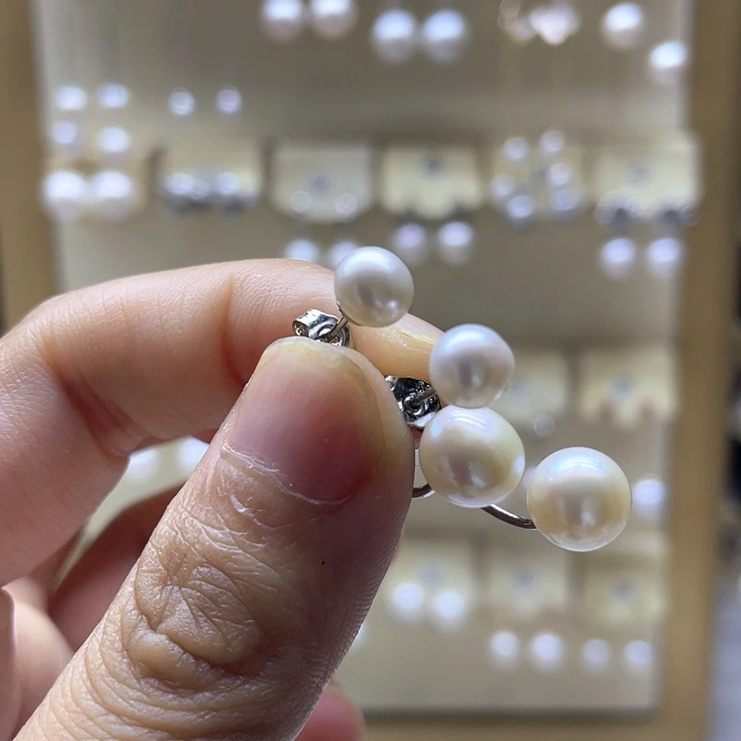 耳饰淡水珍珠银S925镶嵌