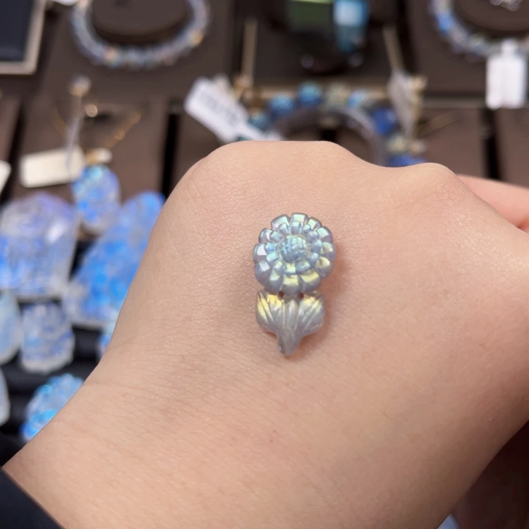 长石颈饰银S925镶嵌默*定制银扣