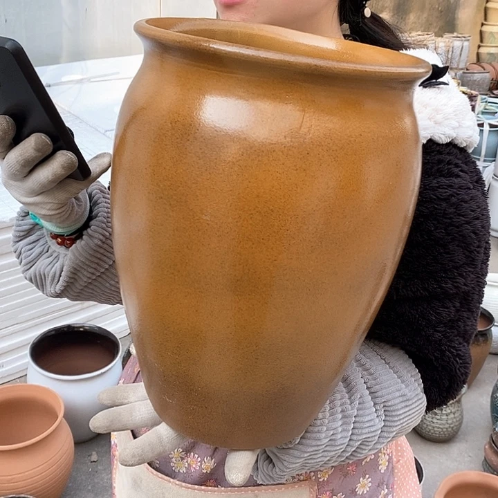 紫砂花盆底裂瑕疵口23高33