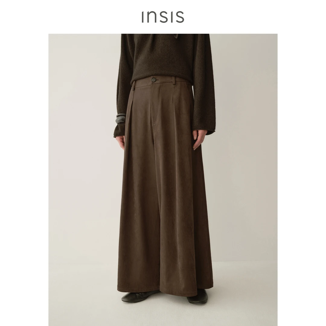 {12.26日新品}INSISFEMME环保麂皮绒感伞型长裤FN25422221