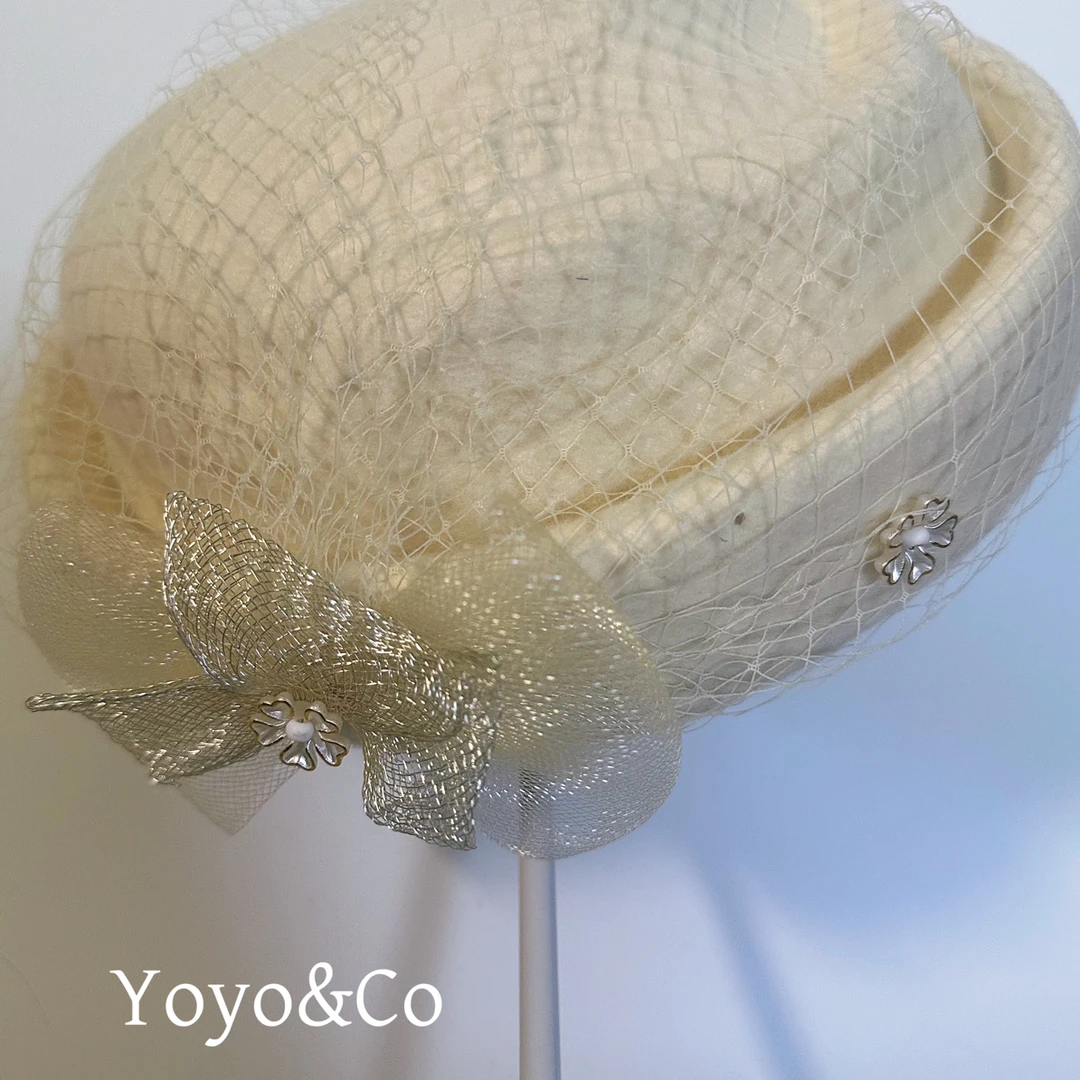 {半梦佳人} Yoyo&Co秋冬澳毛复古经典高级网纱优雅百搭礼帽
