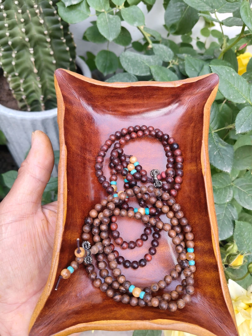 牛皮手擦色收纳盘16×9cm 6个厚牛皮不含盘中物品