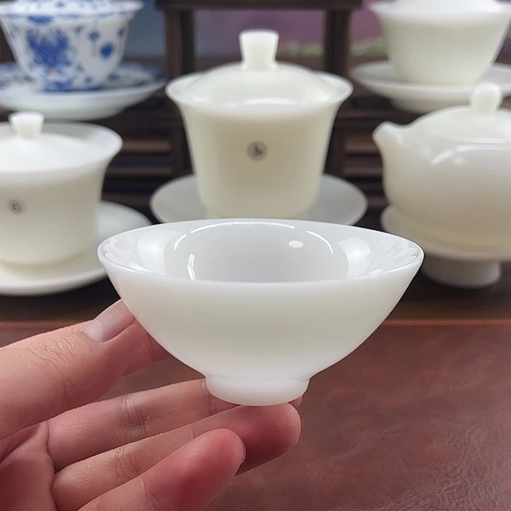 上釉璞玉瓷90ml斗笠主人杯