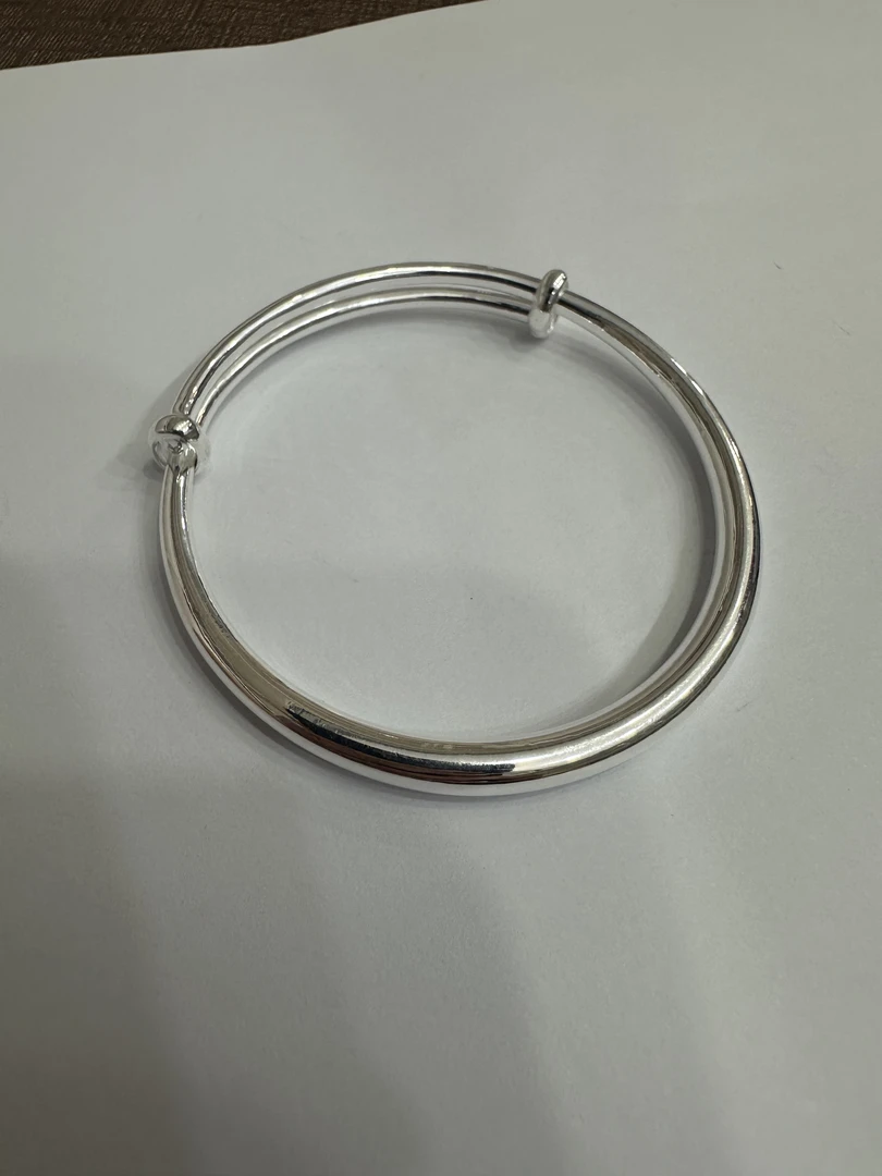 足银手镯 24.97克素圈推拉银手镯