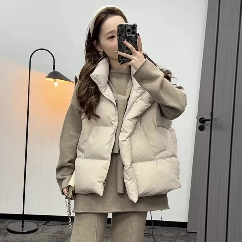 2025秋冬新款韩版棉马甲女面包服坎肩背心上衣纯色百搭马夹潮