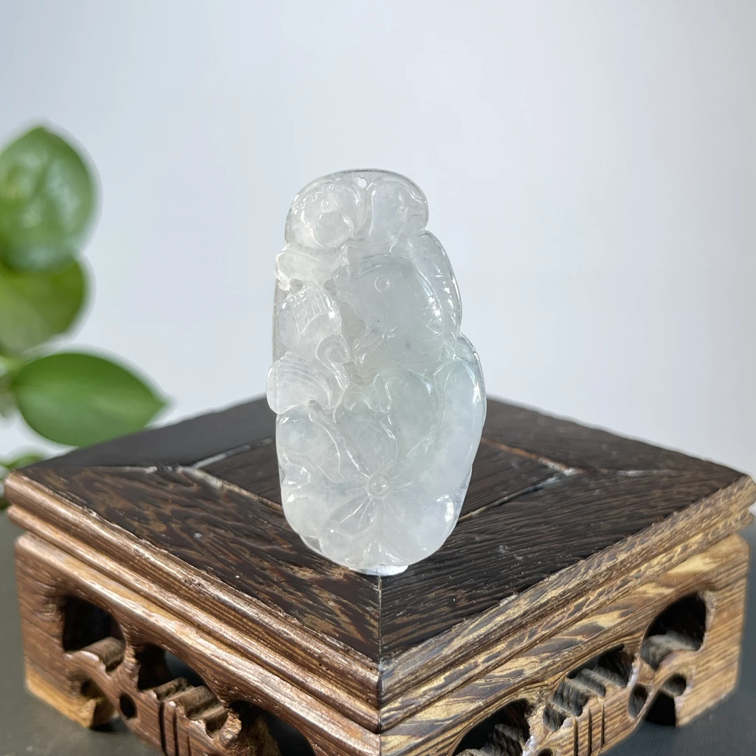 JGB30-41  天然缅甸A货翡翠  年年有余