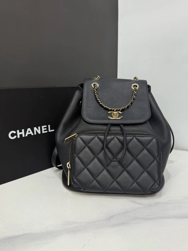 95新 Chanel/香奈儿 蓝金双肩27开25Cm/0065030703