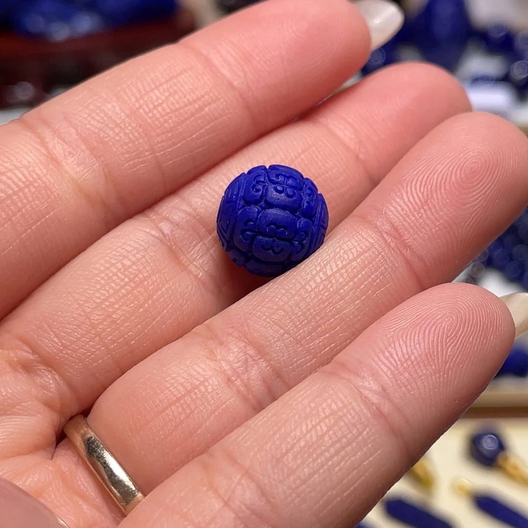 青金石未镶嵌精品12mm回纹单珠