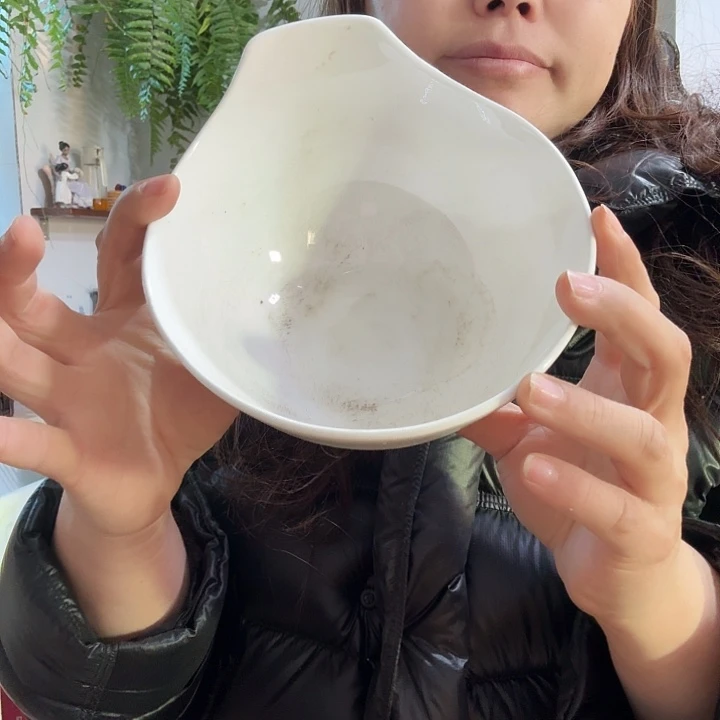 从***你骨瓷白色大的手把碗微瑕