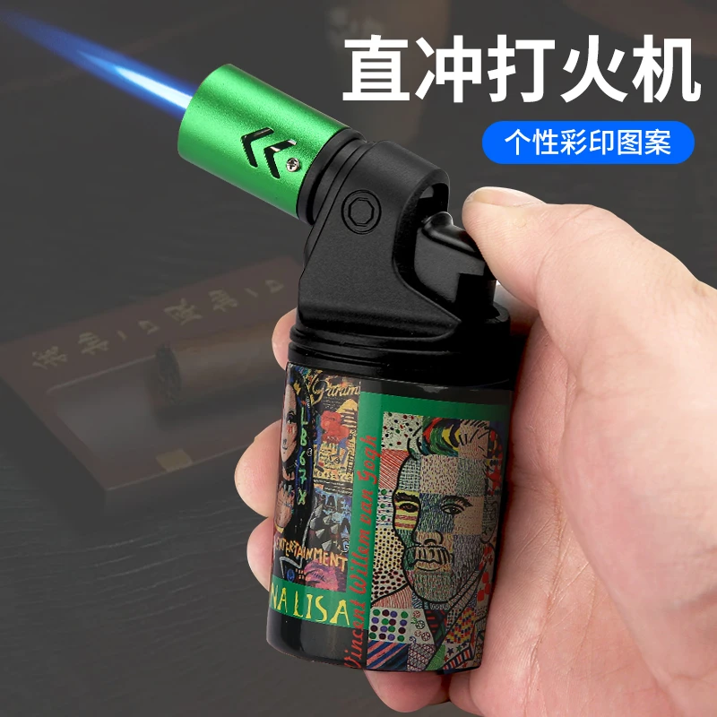 百诚防风专用充气打火机喷枪雪茄艾灸户外点火器耐用烤枪大容量