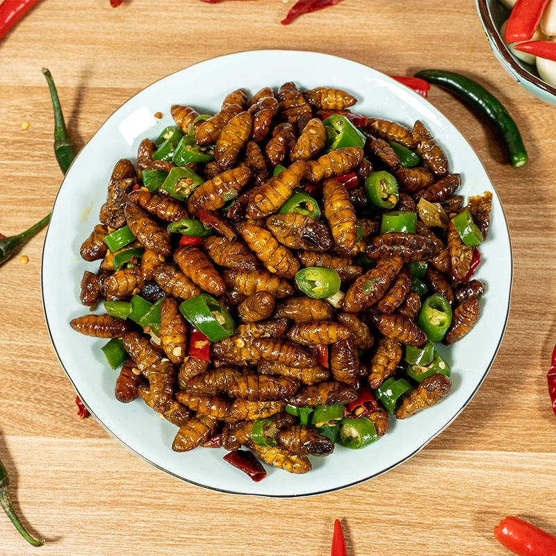徐州邳州家常菜辣椒炒蚕蛹子开袋即食真空包装下酒菜下饭菜