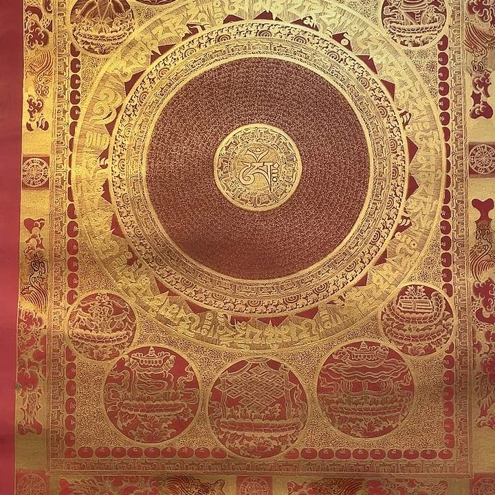 装裱画60×90纯手绘红糖拉嘎王六字真言