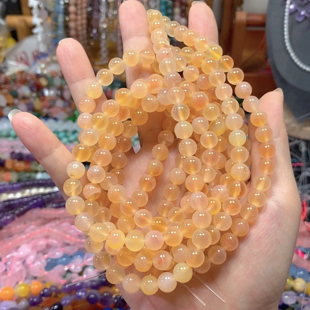 玛瑙/玉髓合金珠宝半成品糖心玛瑙一条卡8mm