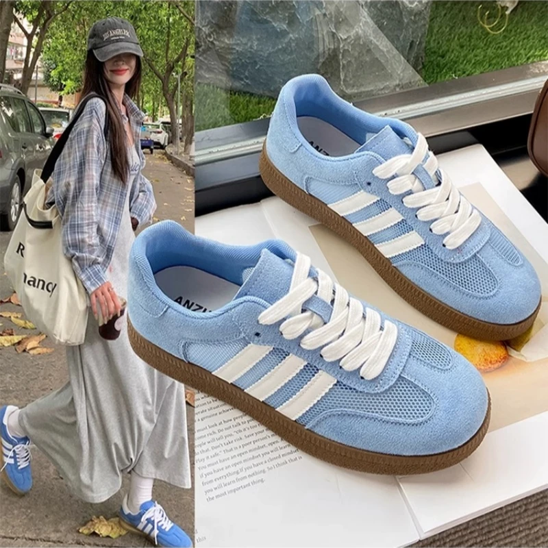 小蓝鞋透气网面德训鞋女2025春夏季新款百搭休闲运动鞋平底板鞋子