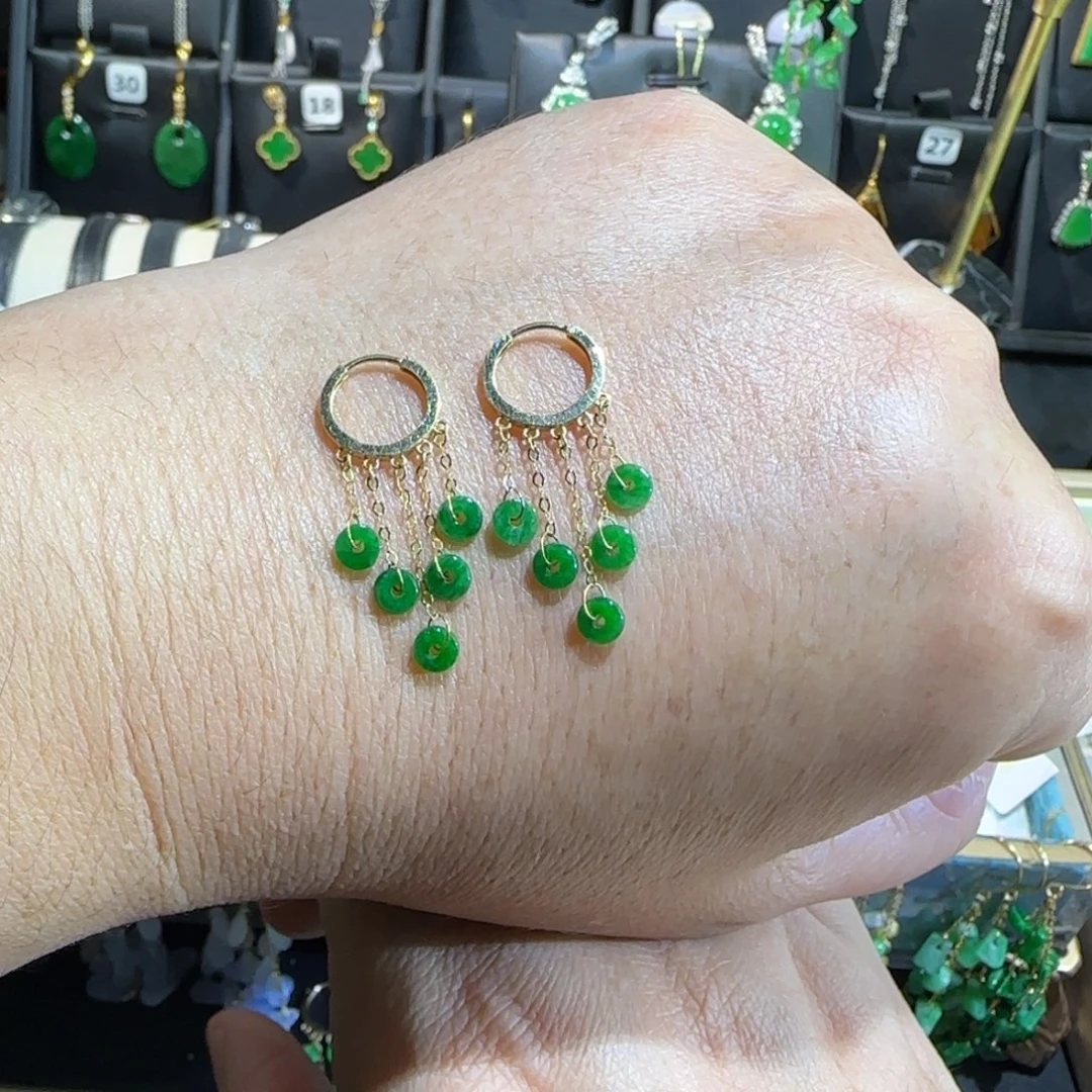 翡翠18K金镶嵌颈饰耳包