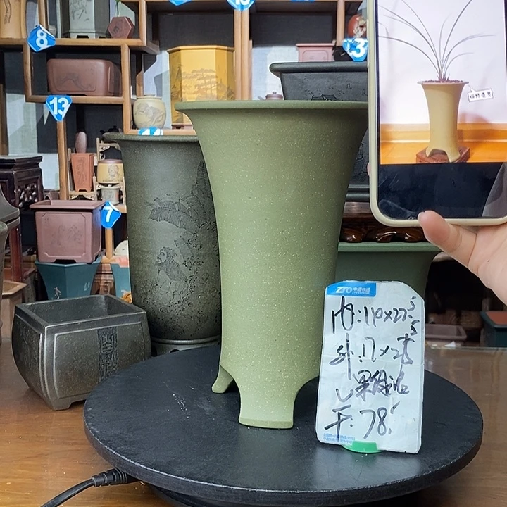 紫砂花盆果绿泥养兰神器爆款78