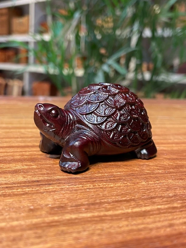 黑檀木金钱龟满工雕