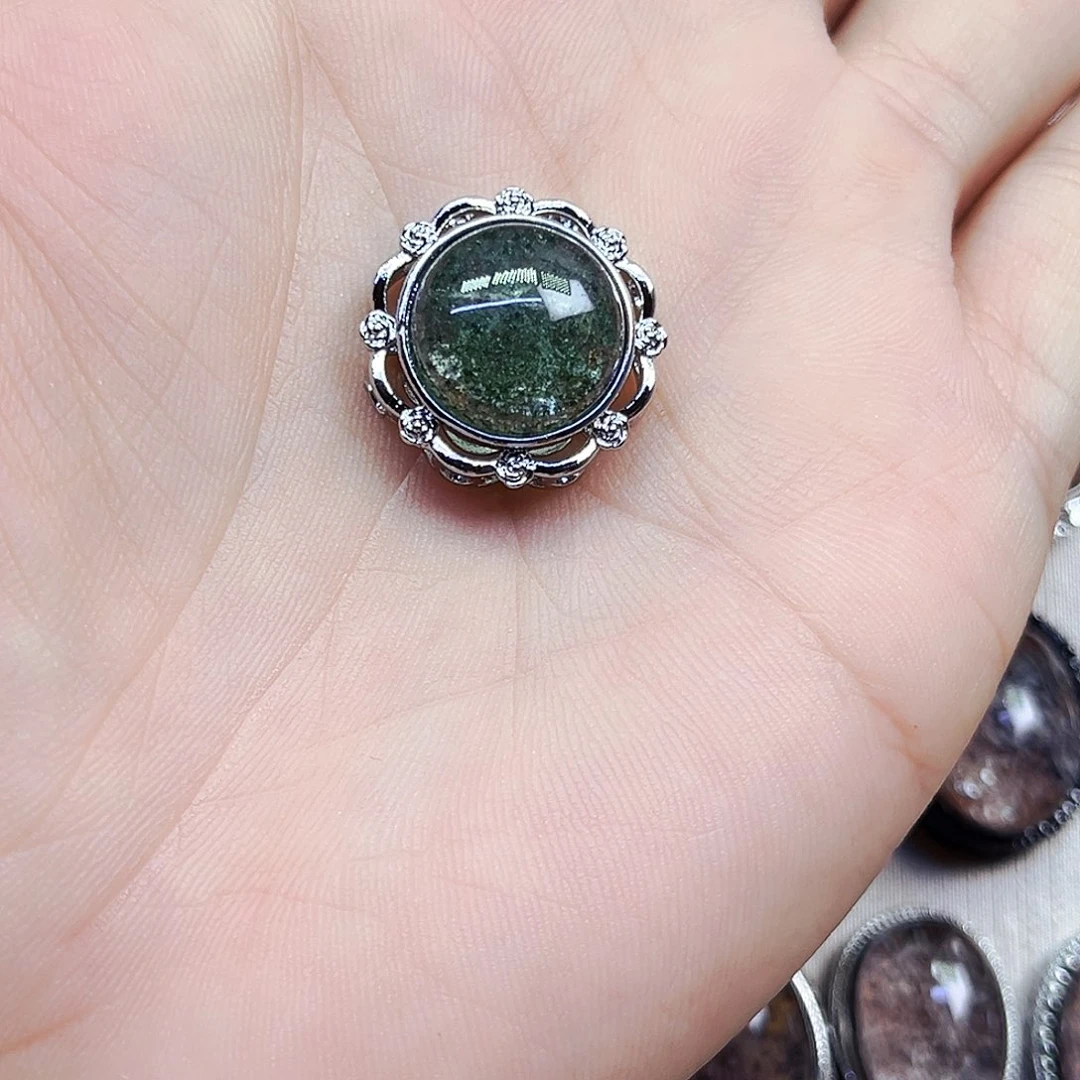 水晶戒指银S800镀金镶嵌云**星
