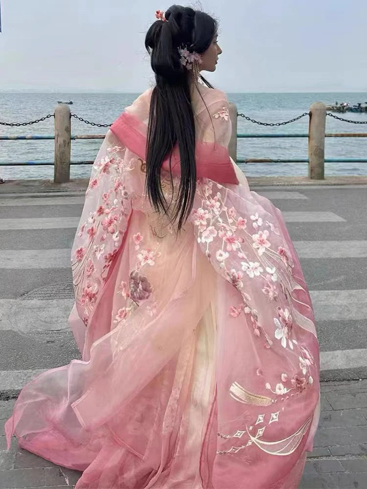 【垂樱】原创汉服春夏季女诃子裙重工刺绣大袖衫成人仙气十二花神
