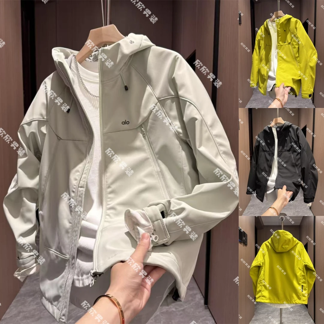 潮牌薄拉绒防风拉链户外简约立领痞帅拼接时尚男士外套