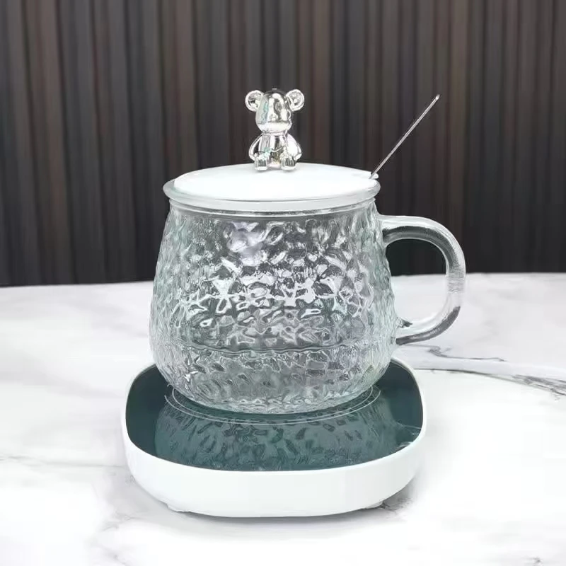 【颜色随机】家用小熊玻璃杯+暖杯垫