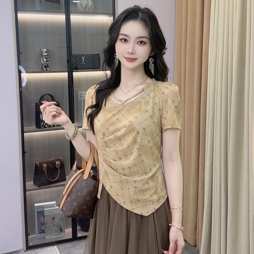 A8260夏季新款不规则短袖时尚T恤显瘦减龄上衣