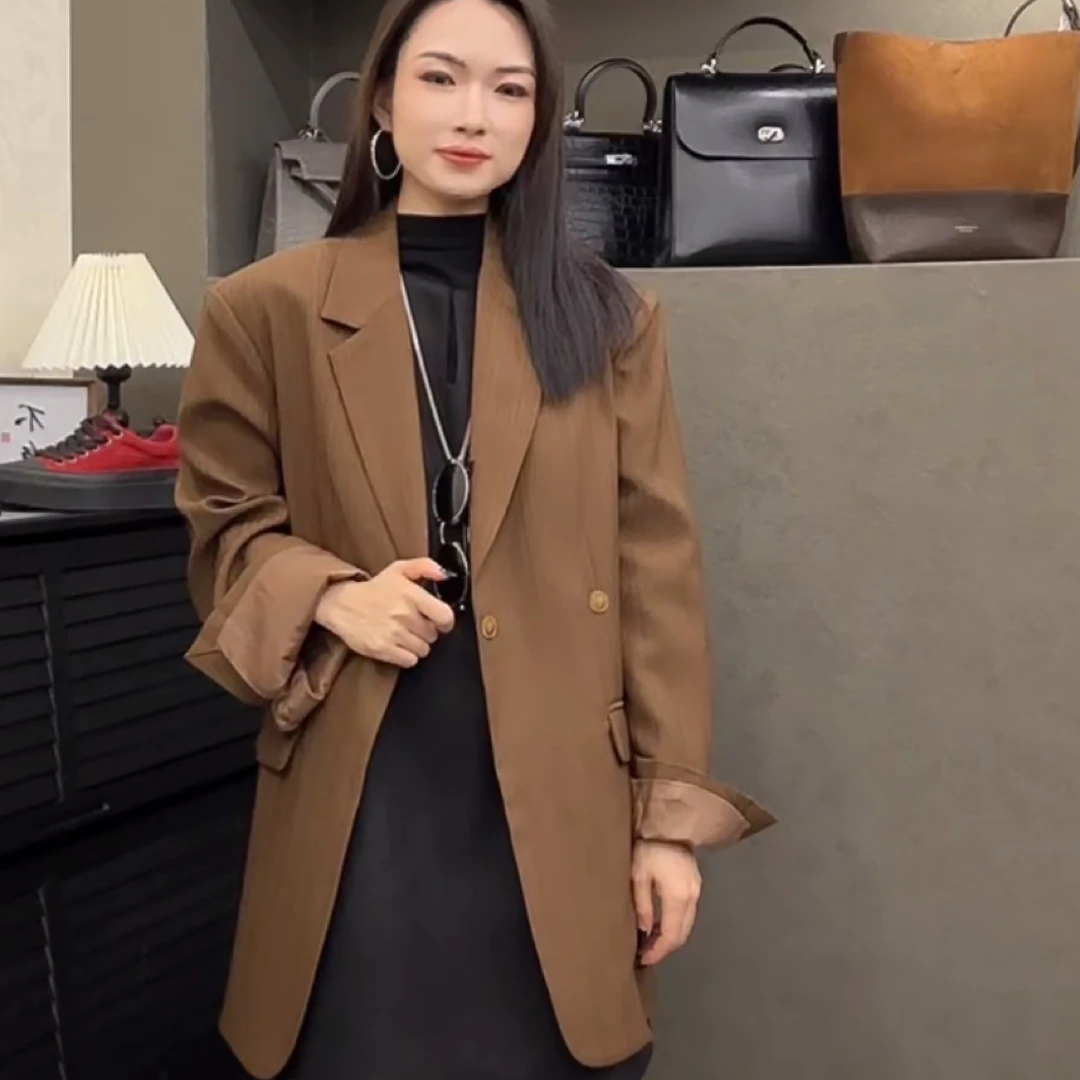 810高级感复古肌理感英伦风袖开衩西服273