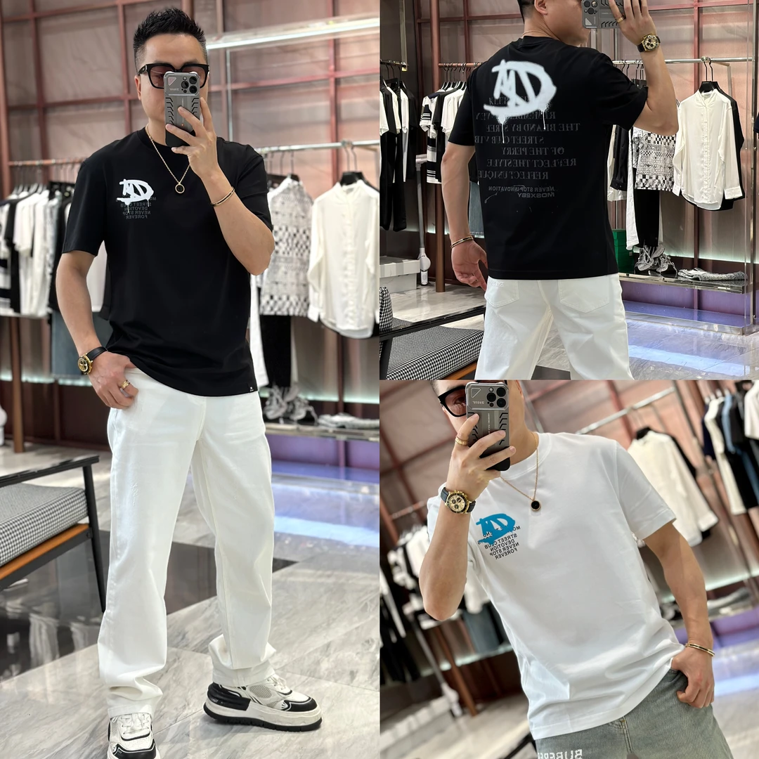 【发现者】2025欧货夏季轻奢品牌MOS男士时尚圆领短袖19832